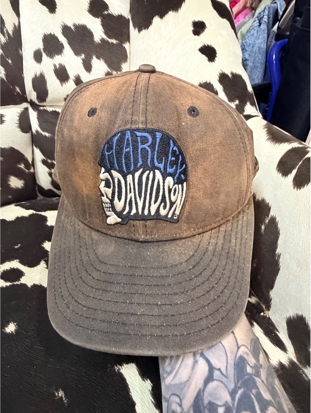 Harley-Davidson Brown Distressed New Era 59FIFTY Cap Hat Size 7 3/8